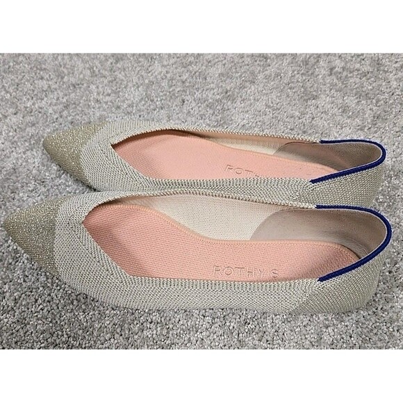 Rothys The Point Diamond Mettalic Flats Pointy Shoes Colorblock Women’s Size 8.5 - Picture 3 of 9